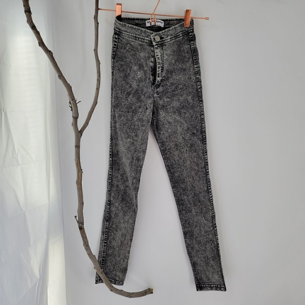 American apparel black acid wash skinny jeans